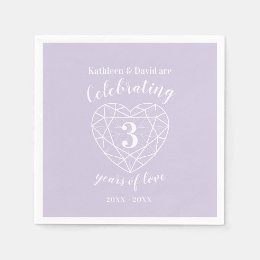3 Jahre Liebe Serviette (Vorderseite)