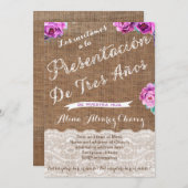 3 Jahre Präsentation Einladende Karten für Mädchen (Vorne/Hinten)