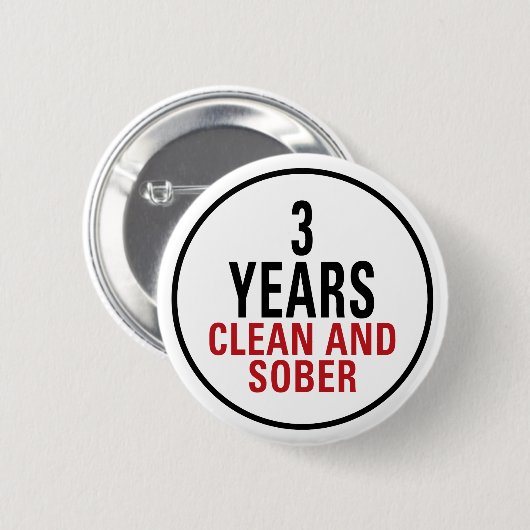 3 Jahre säubern und ernüchtern Button (Vorne & Hinten)