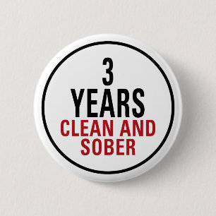 3 Jahre säubern und ernüchtern Button