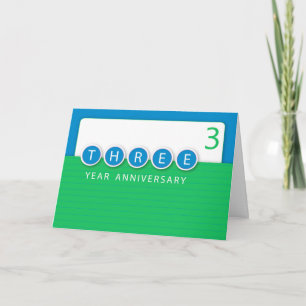 3-Jahres-Jubiläumsrunden, grün, blau Karte