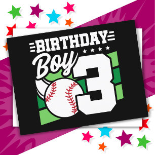 3-Jahres-Thema-Baseballparty 3. Geburtstag Junge Postkarte