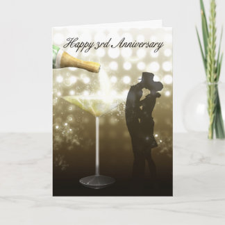 3. Jahrestag - Champagner Karte