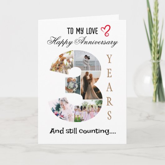 3-jährige Fotokarte zum Hochzeitstag Karte (Vorderseite)