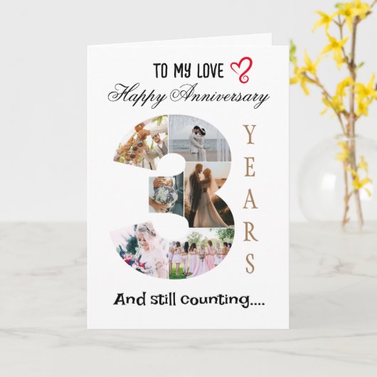 3-jährige Fotokarte zum Hochzeitstag Karte (Gelbe Blume)