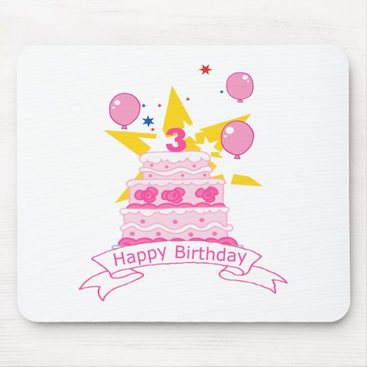 3-jährige Geburtstagstorte Mousepad (Vorne)