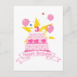 3-jährige Geburtstagstorte Postkarte