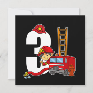 3-jähriger Feuerwehrmann Truck 3. Geburtstag Einladung