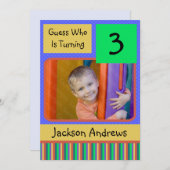 3-Jähriger Geburtstags-Party Einladungen JUNGE (Vorne/Hinten)