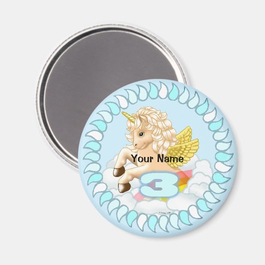 3-jähriger Unicoron-Magnet Magnet (Vorderseite/Rückseite)