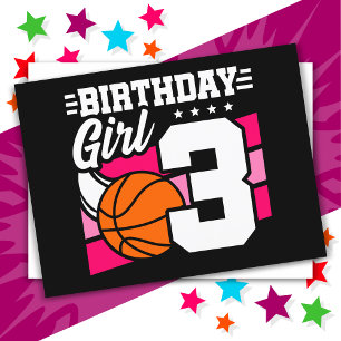 3-jähriges Basketball-Party 3. Geburtstagskind Postkarte