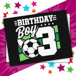 3-jähriges Fußball-Party 3. Geburtstagskind Postkarte