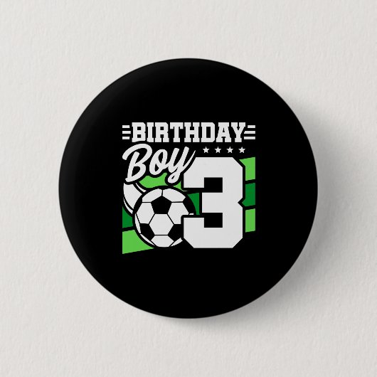 3-jähriges Fußballparty 3. Geburtstag Junge Button (Vorderseite)