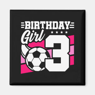 3-jähriges Fußballparty-Mädchen zum 3. Geburtstag Magnet