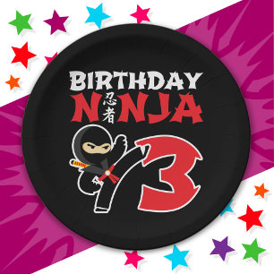 3-jähriges Karate Ninja Party Kinder 3. Geburtstag Pappteller