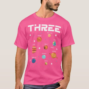 3-jähriges Weltraum-Geburtstagsfeier Sonnensystem  T-Shirt