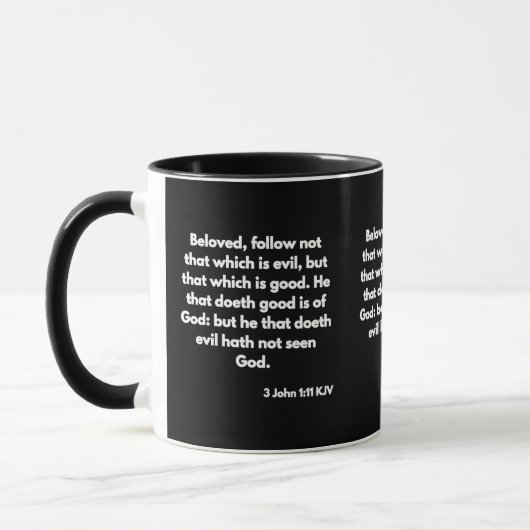 3. John 1:11 KJV Bibelschrift Zweitklone-Tasse Tasse (Links)