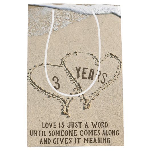 3. Jubiläum Beach Hearts Mittlere Geschenktasche Mittlere Geschenktüte (Vorderseite)