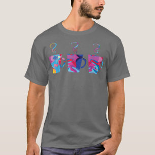 3 Kaffee Silhouette Tasse Kaffee Farbenfrohe Gra T-Shirt