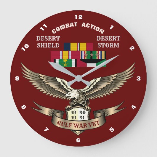 3 KAMPAGNE STARTEN PERSISCHE GULFKRIEGSVETERANER GROßE WANDUHR (Vorderseite)