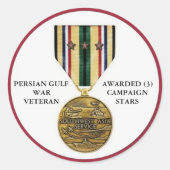 3 KAMPAGNE STARTEN PERSISCHER GULFKRIEG VETERAN RUNDER AUFKLEBER (Vorderseite)