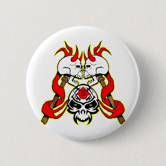 3 Kampf-Schädel-Tätowierung Button (Vorderseite)