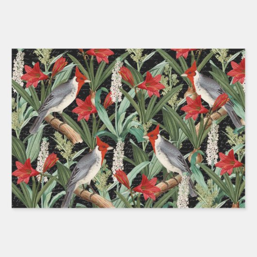 3 Kardinal Jay Winter Bird Collage Ephemera Sheets Geschenkpapier Set (Vorderseite 3)