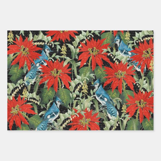 3 Kardinal Jay Winter Bird Collage Ephemera Sheets Geschenkpapier Set (Vorderseite 2)