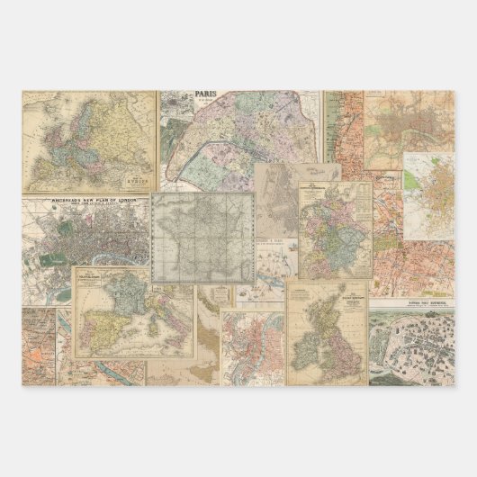 3 Karte & Garden Document Collage Ephemera Sheets Geschenkpapier Set (Vorderseite)