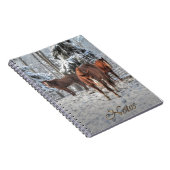 3 Kastaniendun Ranch Pferde im Winterwald Notizblock (Rechte Seite)