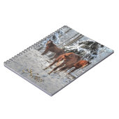 3 Kastaniendun Ranch Pferde im Winterwald Notizblock (Linke Seite)