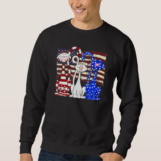 3 Katzen Kitten American Flag 1 Sweatshirt (Vorderseite)