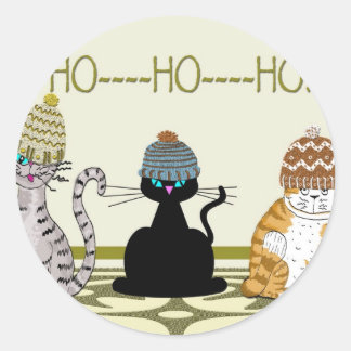 3 Katzen mit Weihnachten Runder Aufkleber