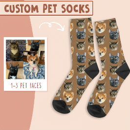 3 Katzengesicht und Hundegesicht Personalisiert au Socken