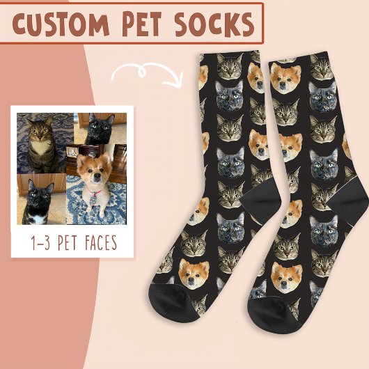 3 Katzengesicht und Hundegesicht Personalisiert au Socken