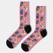 3 Katzengesicht und Hundegesicht Personalisiert au Socken (Linkes Detail)