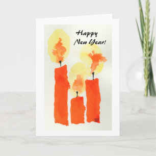 3 Kerzen. Alles Gute zum neuen Jahr! Feiertagskarte