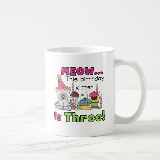 3. Kitten Geburtstag T - Shirt und Geschenke Kaffeetasse (Rechts)
