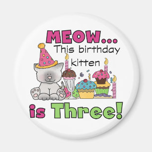 3. Kitten Geburtstag T - Shirt und Geschenke Magnet