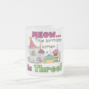 3. Kitten Geburtstag T - Shirt und Geschenke Mattglastasse