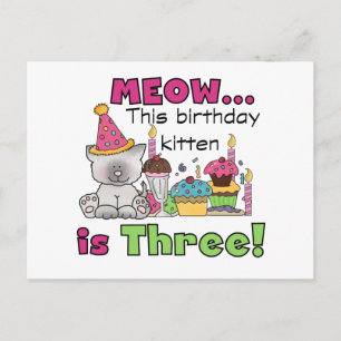 3. Kitten Geburtstag T - Shirt und Geschenke Postkarte