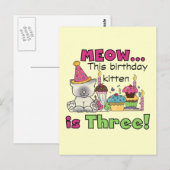3. Kitten Geburtstag T - Shirt und Geschenke Postkarte (Vorne/Hinten)