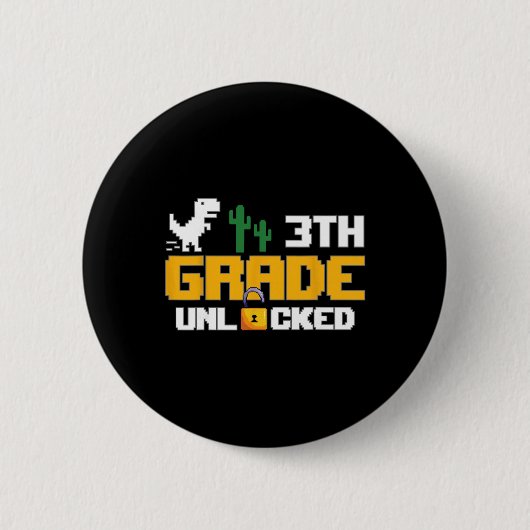 3. Klasse freigeschaltetes lustiges Dinosaurier-Vi Button (Vorderseite)
