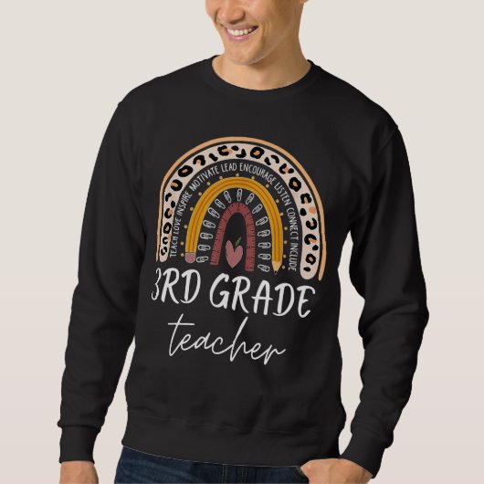 3. Klasse Lehrer zurück zum Leoparden Regenbogen Sweatshirt (Vorderseite)