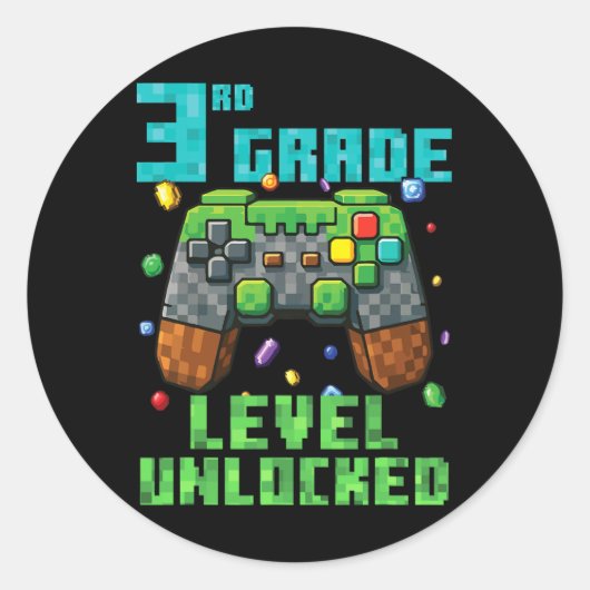 3. Klasse Level freigeschalteter Gamer-Controller  Runder Aufkleber (Vorderseite)