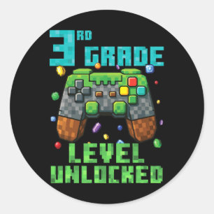 3. Klasse Level freigeschalteter Gamer-Controller Runder Aufkleber