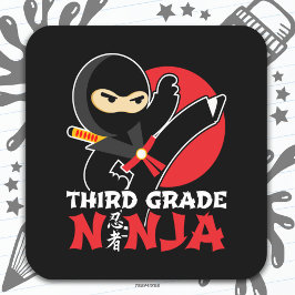 3. Klasse Ninja Kick ersten Tag zurück zur Schule Quadratischer Aufkleber