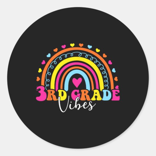 3. Klasse Re to School Retro 5. Klasse Tee Runder Aufkleber (Vorderseite)