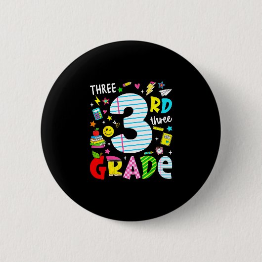 3. Klasse Retro bunte zurück zur Schule Button (Vorderseite)
