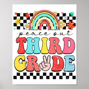 3. Klasse Retro Groovy Happy letzten Tag von Schoo Poster